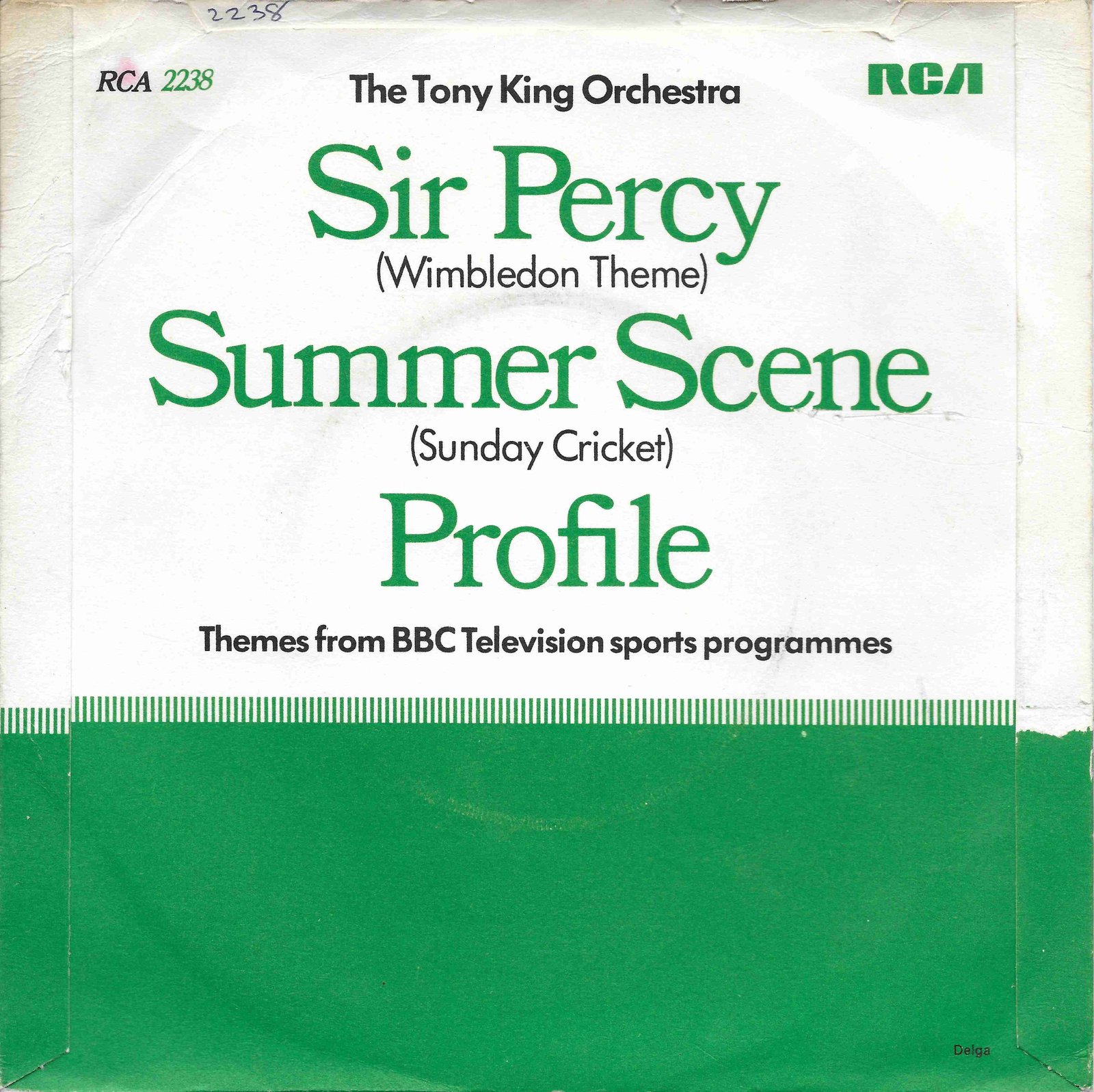RCA 2238 Sir Percy (Wimbledon / Boxing) Benson / Lewis / The Tony King Orchestra from the BBC records and Tapes library Back cover of RCA 2238